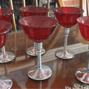Set of Red and Silver Goblets